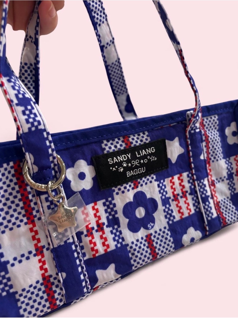 Baggu x Sandy Liang Mini Market tote in blue - Picture 4 of 5